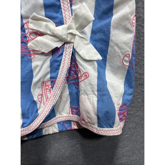 Lilly Pulitzer Jarvey Blue White Striped Turtle Bow Skort Womens Size 8 - Picture 7 of 13